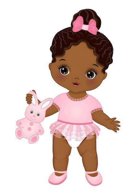 Mignonne Petite Fille Afro Am Ricaine Jouant Vecteur Premium