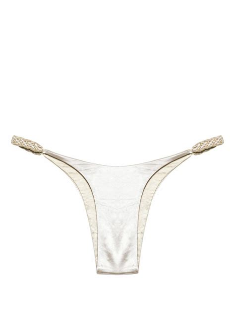 Isa Boulder Silver Tone Satin Finish Bikini Bottoms Isa Boulder