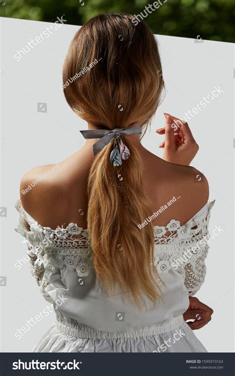 Closeup Back Shot Blonde Lady Ponytail Stock Photo 1595973163 Shutterstock