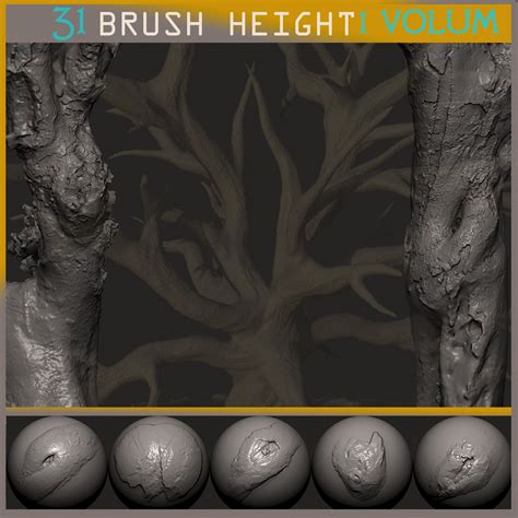 ZBrush Trunk Detail Brushes 1 FlippedNormals