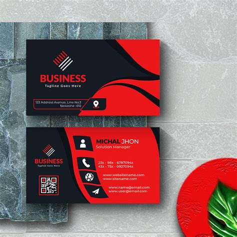 Corporate Red And Dark Business Card Design Template