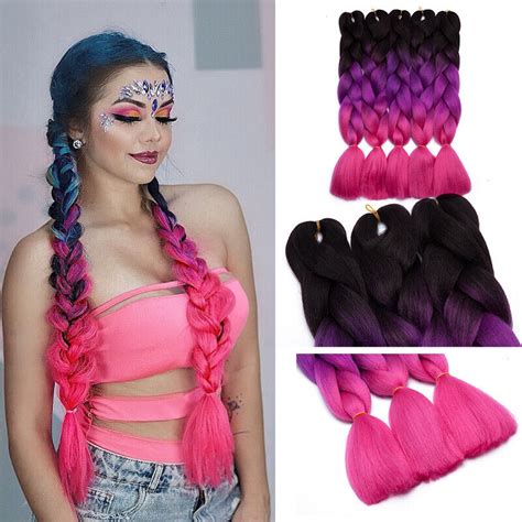 24 Long Jumbo Braiding Hair Extensions Box Braids Afro Twist Ombre Festival Diy Ebay