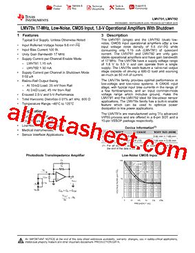 LMV791MKX NOPB Datasheet PDF Texas Instruments