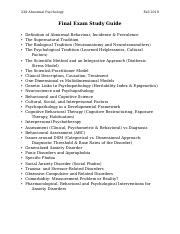 228 Final Exam Study Guide DEC 05 2019 Docx 228 Abnormal Psychology