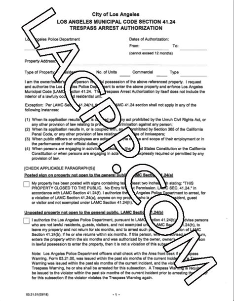 Form 41 24 Lamc Trespass Warning And Trespass Arrest Authorization La