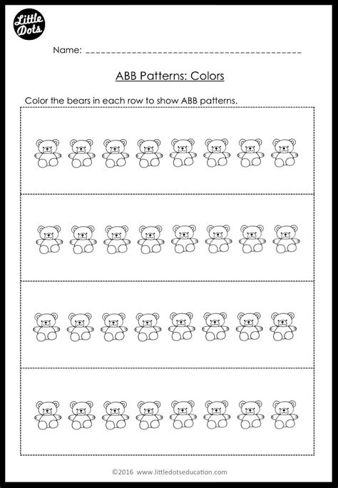 AAB and ABB Patterns Worksheets and Activities for Kindergarten