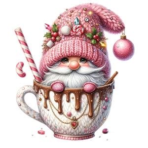 Png Watercolor Hot Cocoa Gnomes Clipart Set Christmas Gnomes Clipart Festive Gnomes Clipart