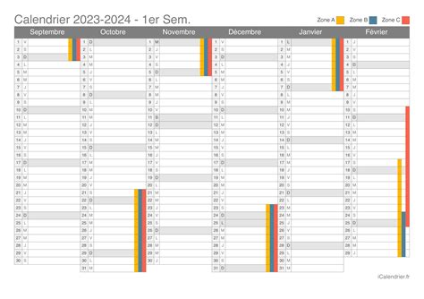 Calendrier Scolaire Excel Word Et Pdf Off