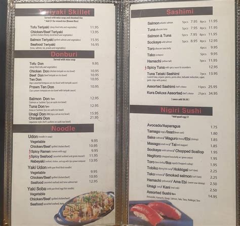 Menu At Sushi Wara Restaurant Ladysmith