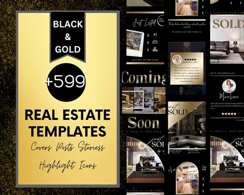 599 Real Estate Social Media Templates Realtor Instagram Posts Black