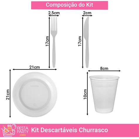 Kit Churrasco Descartável Resistente Garfo e Faca 40 Pessoas