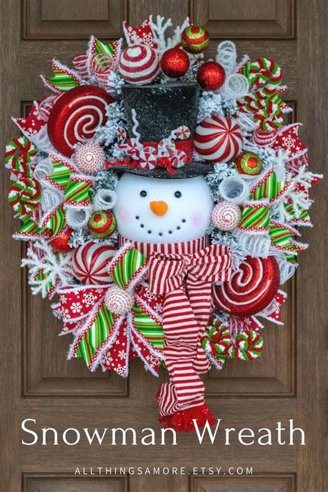 Snowman Wreath Christmas Wreath Snowman Decor Winter Etsy Christmas Wreaths Christmas