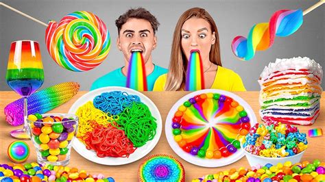 RAINBOW FOOD CHALLENGE Eating Everything Only In 1 Color For 24