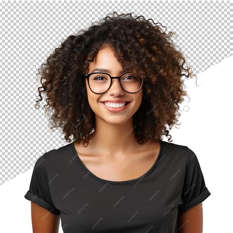 Premium Psd A Woman Wearing Glasses And A Black Shirt With A Black