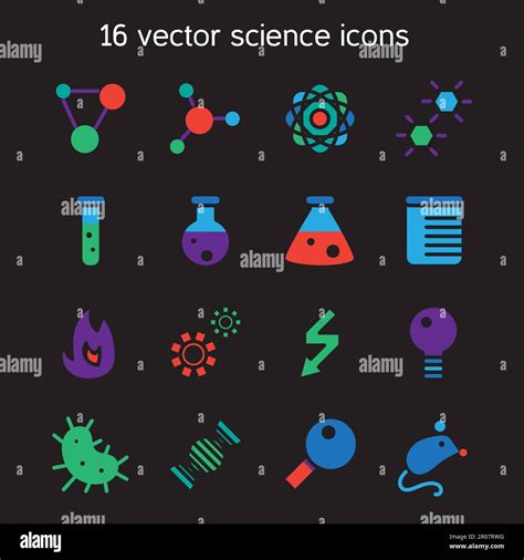 Science set icons. Laboratory biology symbols. Vector Stock Vector ...