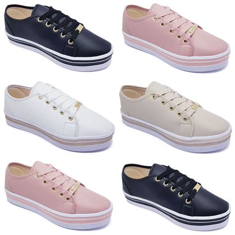 Moda Tenis Feminino - Kit 6 Pares Tênis Feminino Casual Flatform Solado Alto Atacado K79