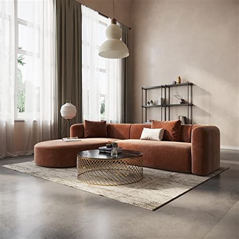 Acanva Luxury Modern Tight Curved Back Velvet Sofa Minimalist Style