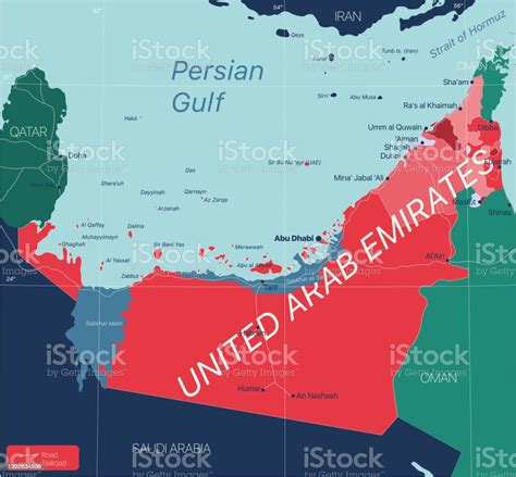 アラブ首長国連邦の国の詳細な編集可能な地図 ドバイのベクターアート素材や画像を多数ご用意 ドバイ 地図 なわばり意識 Istock