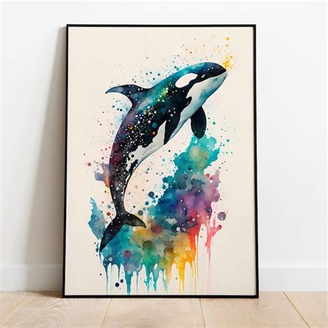 Orca Watercolor Wall Art Etsy
