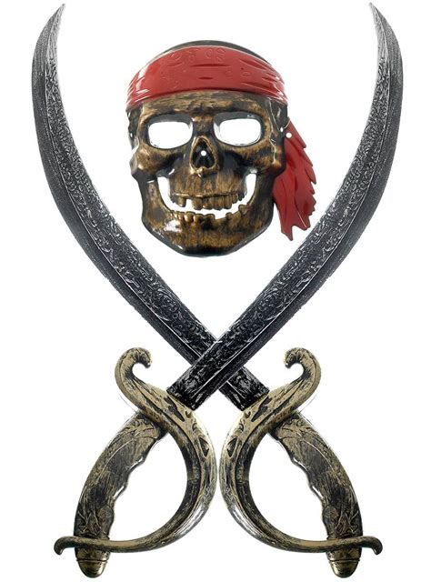 Kids Pirate Skull Costume Accessory Set Skull Mask And Swords For Kids