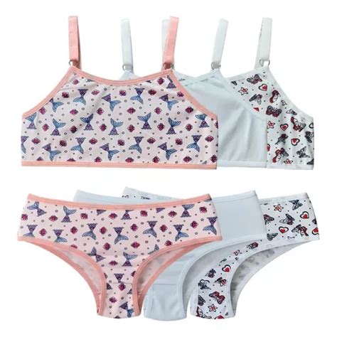 Kit Conjuntos Lingerie Infantil Calcinha E Top