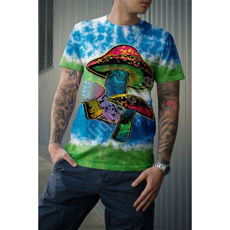 Grateful Dead Psychedelic Shrooms Tie Dye T Shirt Tee Liquid Blue