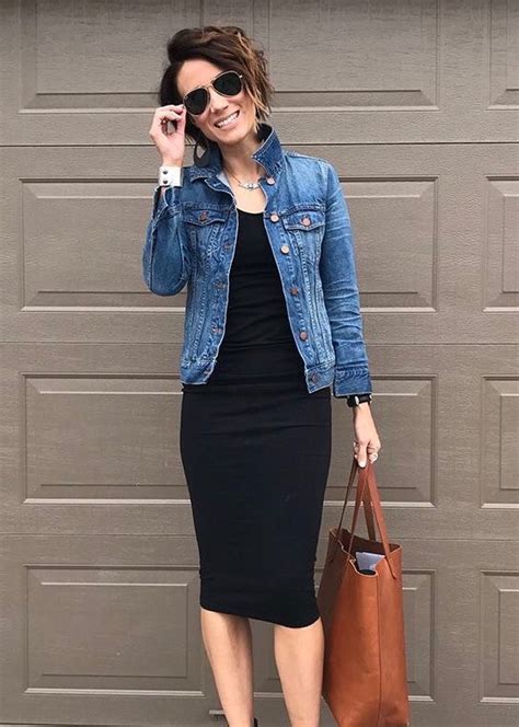 Black Dress With Denim Jacket Sanda Wynn