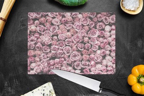 Glazen Snijplank 28x20 Bloemen Rozen Natuur Roze Botanisch