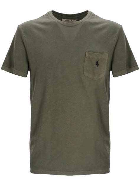 Polo Ralph Lauren Logo Embroidered Pocket T Shirt In Green Modesens