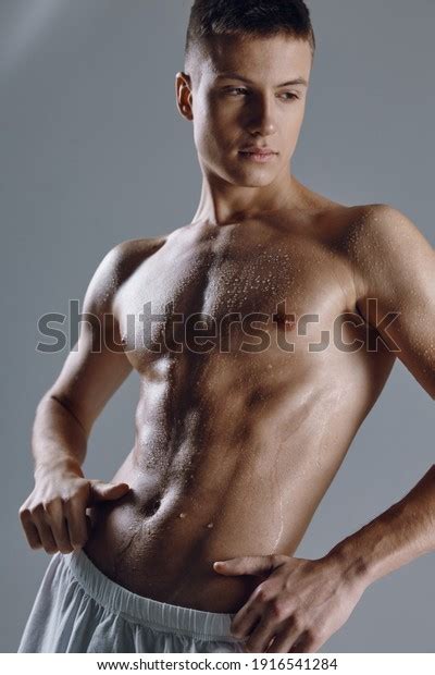 Athlete Naked Torso Holds Hands On Stock Photo Shutterstock