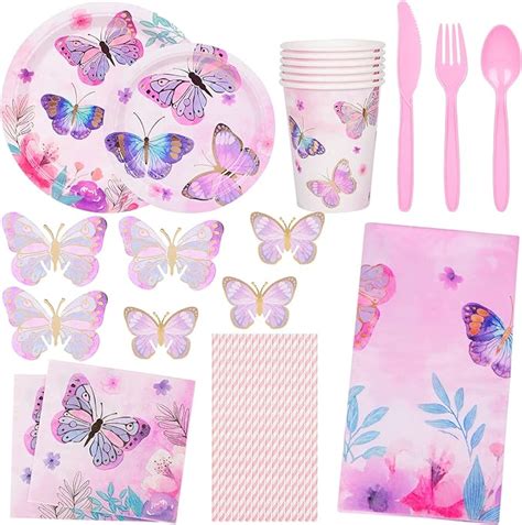 Amazon DECORLIFE Butterfly Plates And Napkins Party Supplies