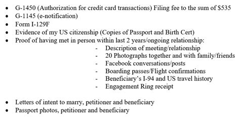 K Packet Checklist K Fiance E Visa Process Procedures Visajourney