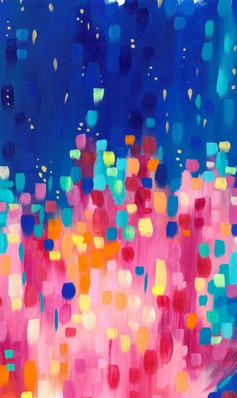 An Abstract Painting With Blue And Pink Colors