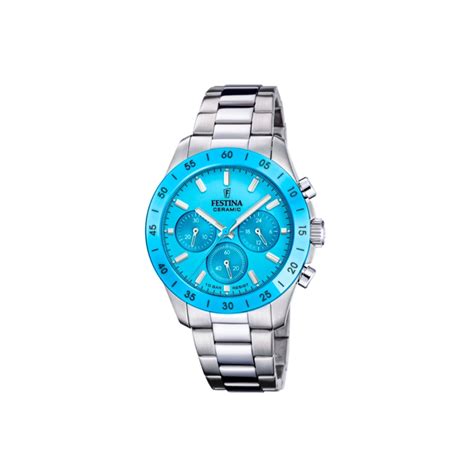 Reloj Festina acero ceramic esfera azul mujer F20693 3 Joyerías Sánchez