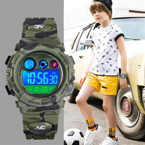 Sharphy Montre Enfant Garcon De Marque Militaire Led Sport Num Rique