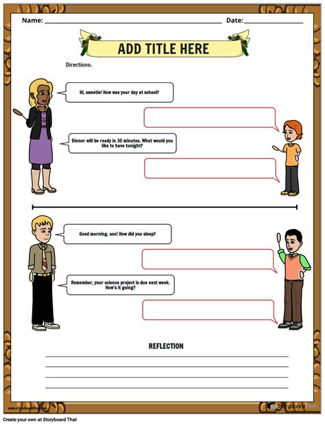 Create Your Own Dialogue Worksheet Storyboard By Templates