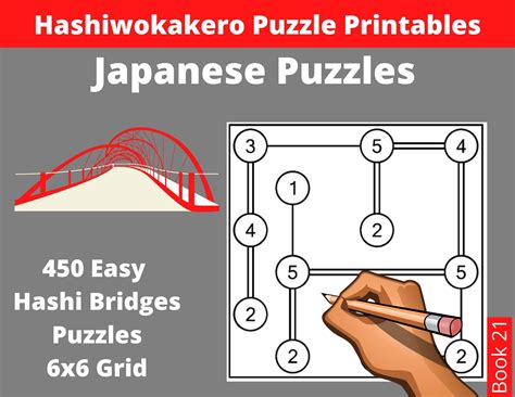 Easy Hashi Bridges Puzzles Printable PDF - 450 Hashiwokakero Japanese ...