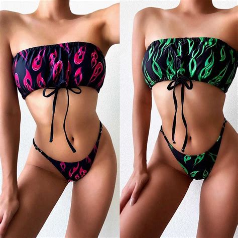 TR Women Bandeau Bandage Bikini Set Push Up Brazilian Swimwear