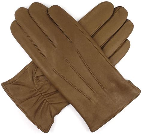 Mens Luxury Italian Sheepskin Leather Gloves Vintage Finished Cashmere