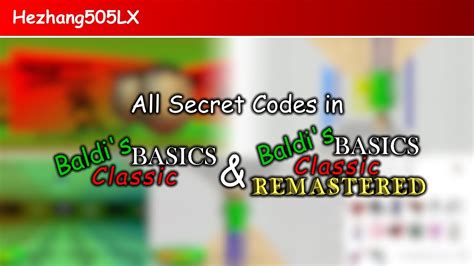 All Secret Codes In Baldi S Basics Classic And Classic Remastered Fandom