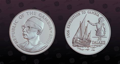 GAMBIA KM 34 Silver 20 Dalasis 1993 Proof Expedition To Gambia