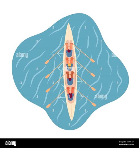 Kayaking Team Sport Flat Concept Vector Spot Illustration Stock Vector