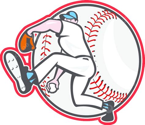 Baseball Pitcher Throw Ball Cartoon Gloves Pitcher Baseball Vector