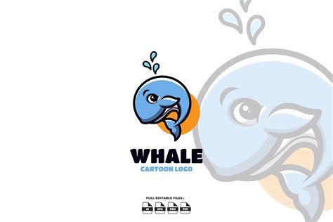 Blue Whale Cartoon Logo Graphic By Ajiwaluyo88 · Creative Fabrica