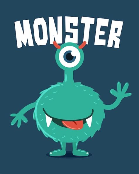 Premium Vector One Eyed Monster With Horns