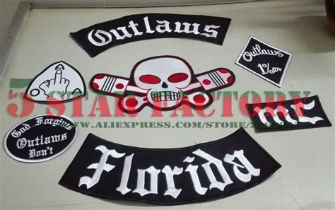 Outlaws Florida MC Patches Embroidered Iron on Biker Patches for the ...