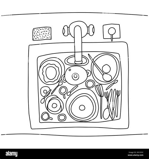 Coloring Page With Kitchen Sink Stock Vector Image And Art Alamy