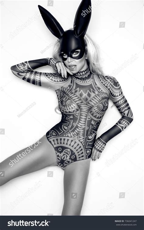 Sexy Blonde Girl Black Mask Bunny Stock Photo Shutterstock