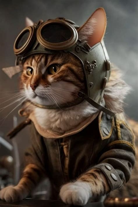 Pilot Cat Leo The Cute Cat Pilot Dressed Up Katzen Tiere