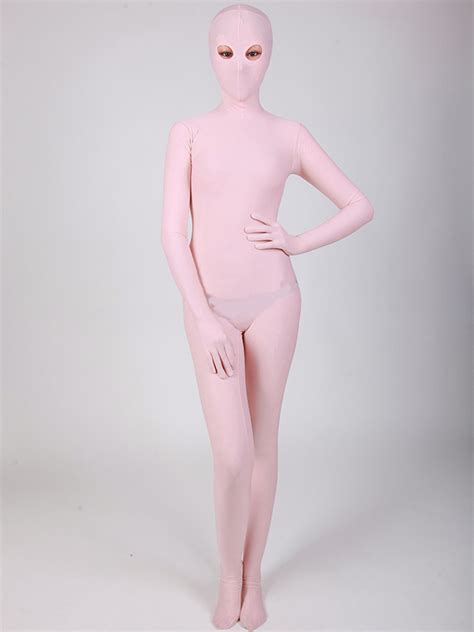 Girl Pink Smooth Full Body Lycra Second Skin Tight Bodysuit 18062603